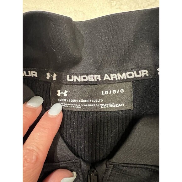 Under Armour 1/4 Zip Sweater Ladies Large Black Grey Pullover - Picture 5 of 6